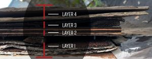 multiple layers of roof shingles