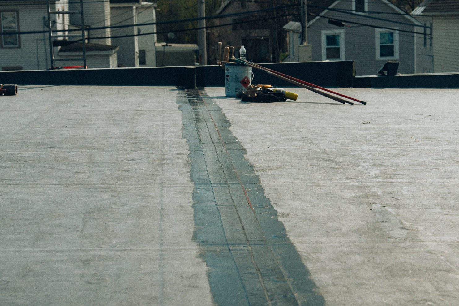 EPDM flat roof installation on a residential home in Hudson NY