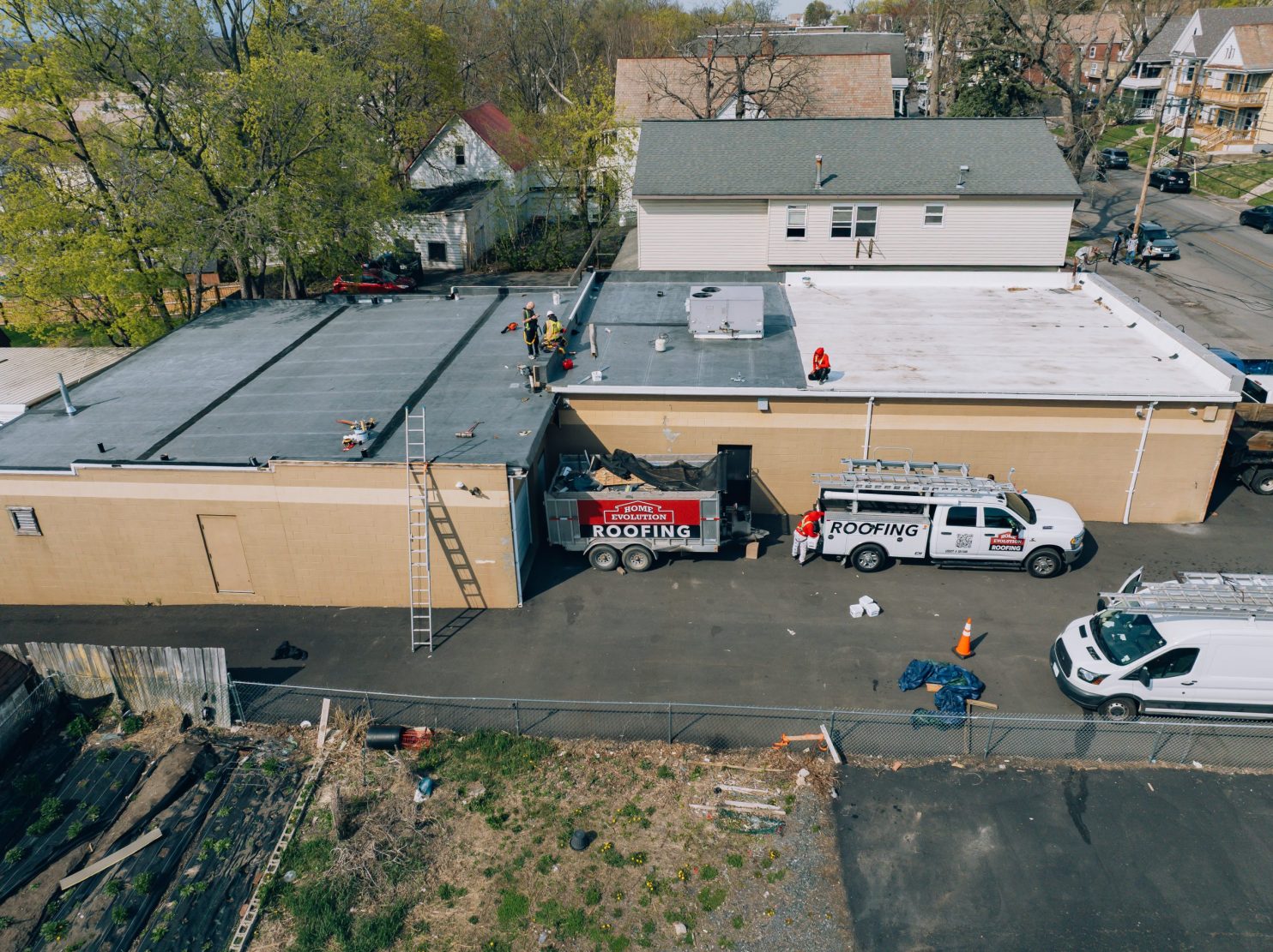 Flat roof maintenance on commercial building in Poughkeepsie