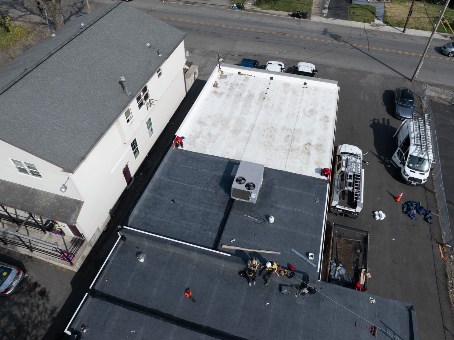 Flat roof installation on commercial building in Albany NY