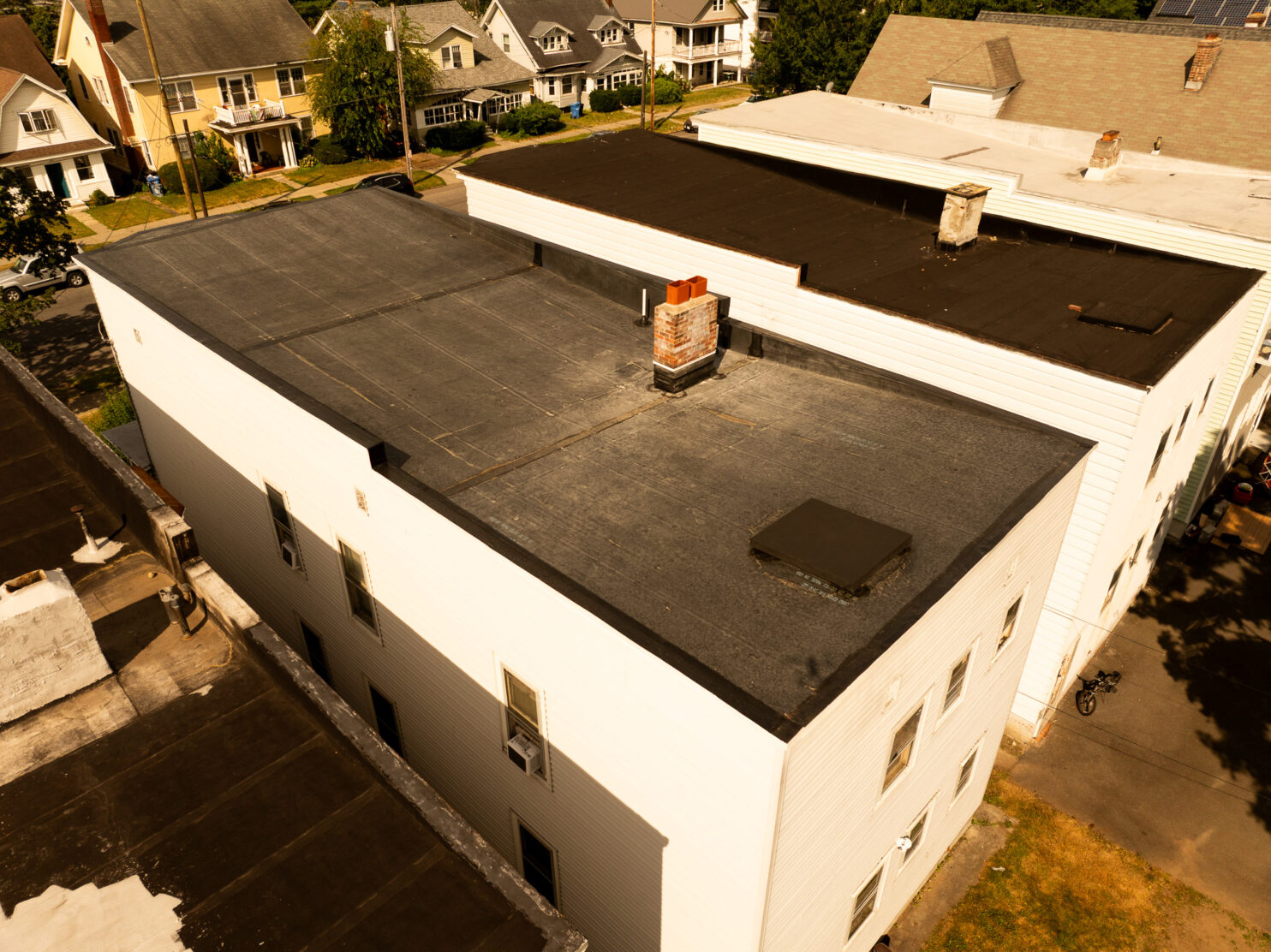 Commercial flat roof installation on a business property in Poughkeepsie’s IBM corridor.
